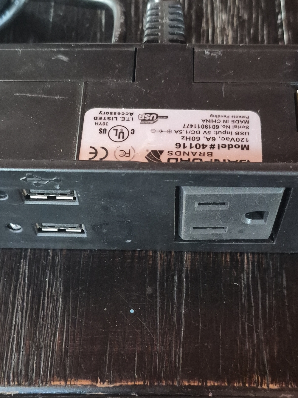 Black USB Charging Power Strip with Dual USB Ports